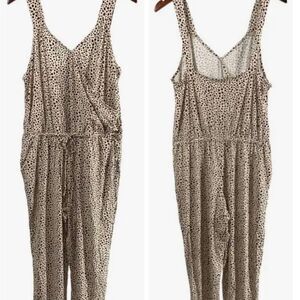 Skinny Girl Miranda Tie Waist Cheetah Animal Print Jumpsuit/Romper, Size Medium
